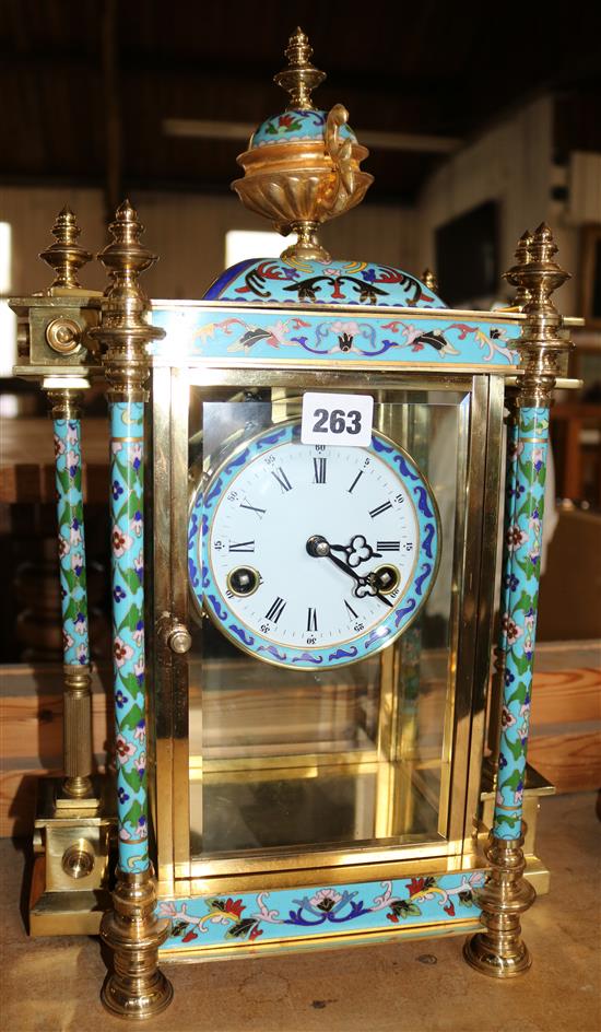 Enamelled four glass mantel clock